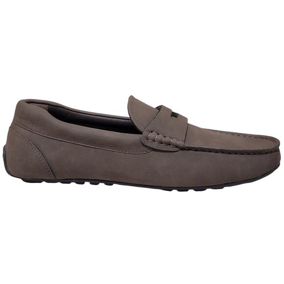 Alfani Men Slip On Moc Toe Penny Loafers Marco Size US 10M Brown Faux Suede - Picture 2 of 4